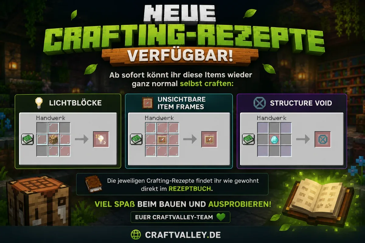 Neue Crafting Rezepte auf CraftValley